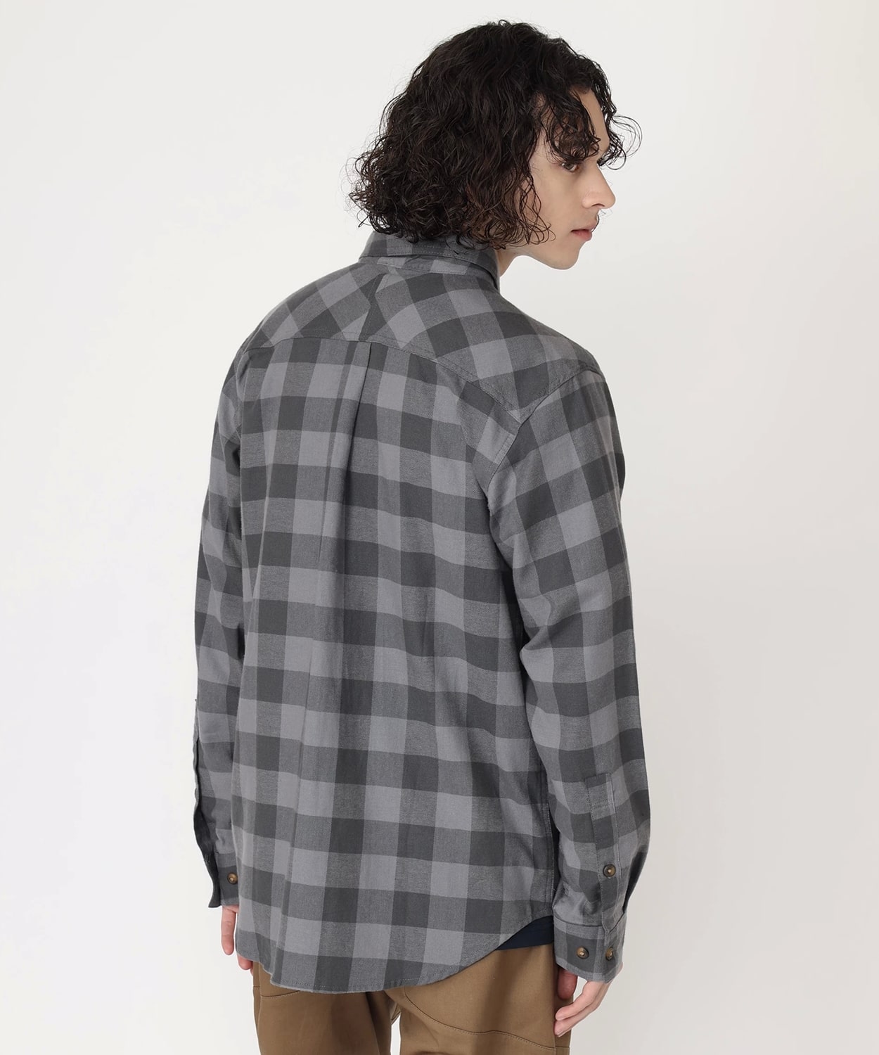 フレアガンストレッチフラネルシャツ(S City Grey Twill Buffalo Check