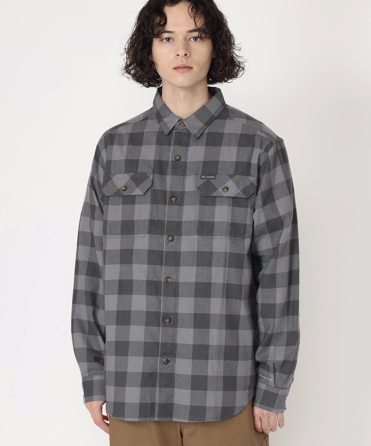 フレアガンストレッチフラネルシャツ(S City Grey Twill Buffalo Check